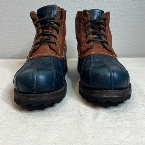 Frye Men’s Leather Duck Boots - Size 9.5D - Two-Tone Brown & Navy - Picture 4 of 13